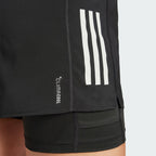 Adidas Own The Run 3-Stripes 二合一短裤 - 黑色