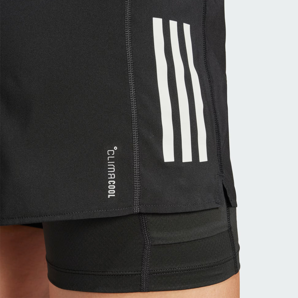 Adidas Own The Run 3-Stripes 二合一短裤 - 黑色