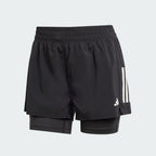 Adidas Own The Run 3-Stripes 二合一短裤 - 黑色