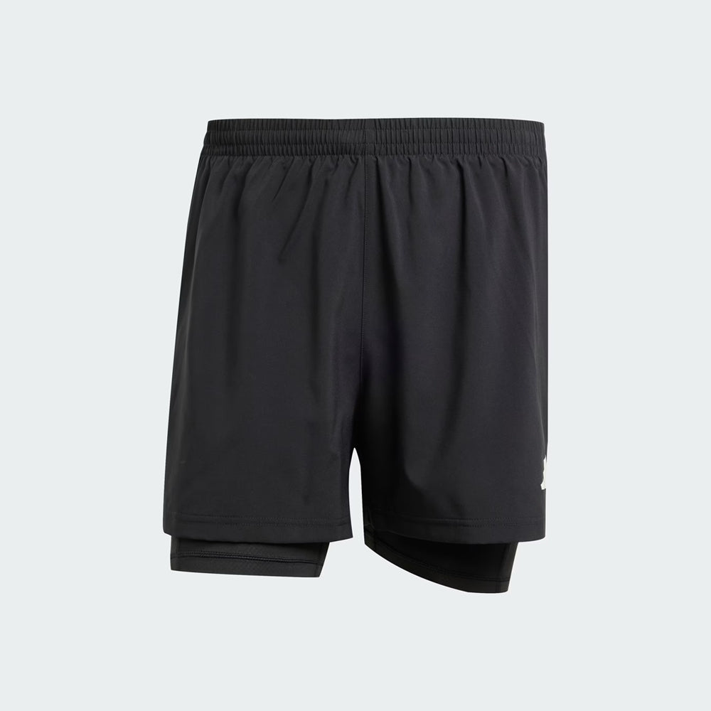 Adidas Own The Run 3-Stripes 二合一短裤 - 黑色