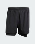 Adidas Own The Run 3-Stripes 二合一短裤 - 黑色
