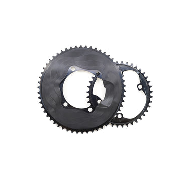 ALUGEAR 2x 12 Speed Chainring Set for Shimano (110 BCD 4-bolt Asymmetric) - Black