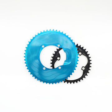 ALUGEAR 2x 12 Speed Chainring Set for Shimano (110 BCD 4-bolt Asymmetric) - Blue
