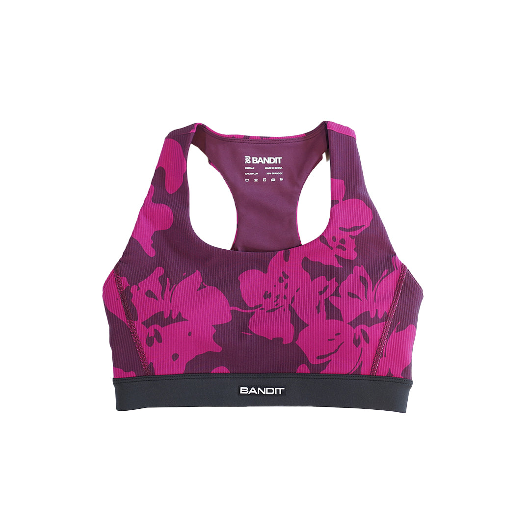 Bandit Running Cadence Scoop Neck Run Bra - Fleura Fig/Berry