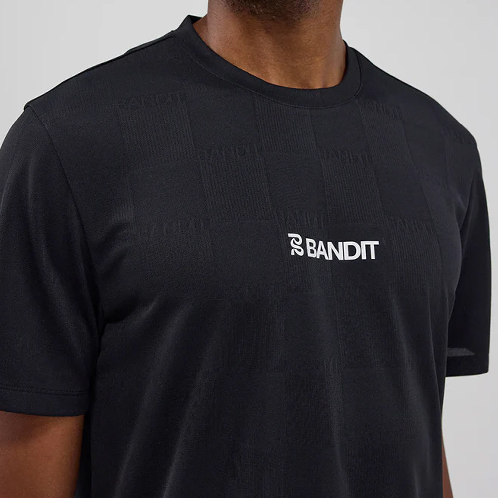 Bandit Running Cheque Jacquard Short Sleeve Tee - Black