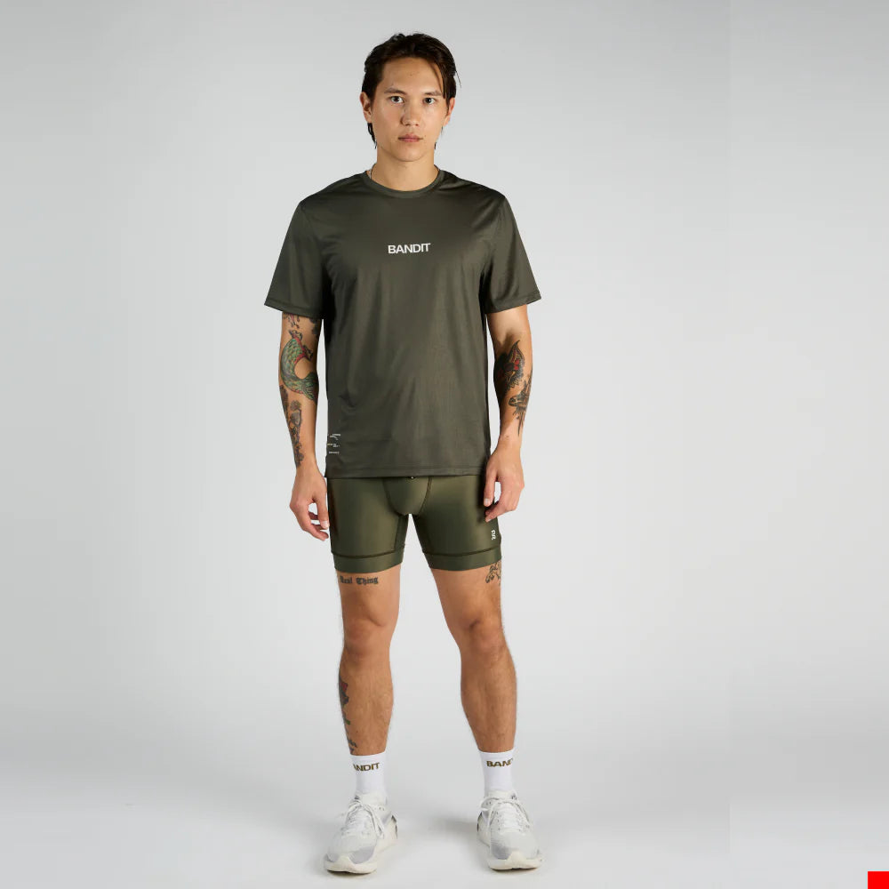 Bandit Running Drift &quot;Into the Distance&quot; Performance Tee - Olive