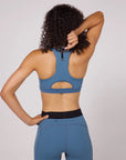 Bandit Running Gridlock Scoop Neck Run Bra - Steel Blue