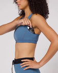 Bandit Running Gridlock Scoop Neck Run Bra - Steel Blue