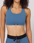 Bandit Running Gridlock Scoop Neck Run Bra - Steel Blue