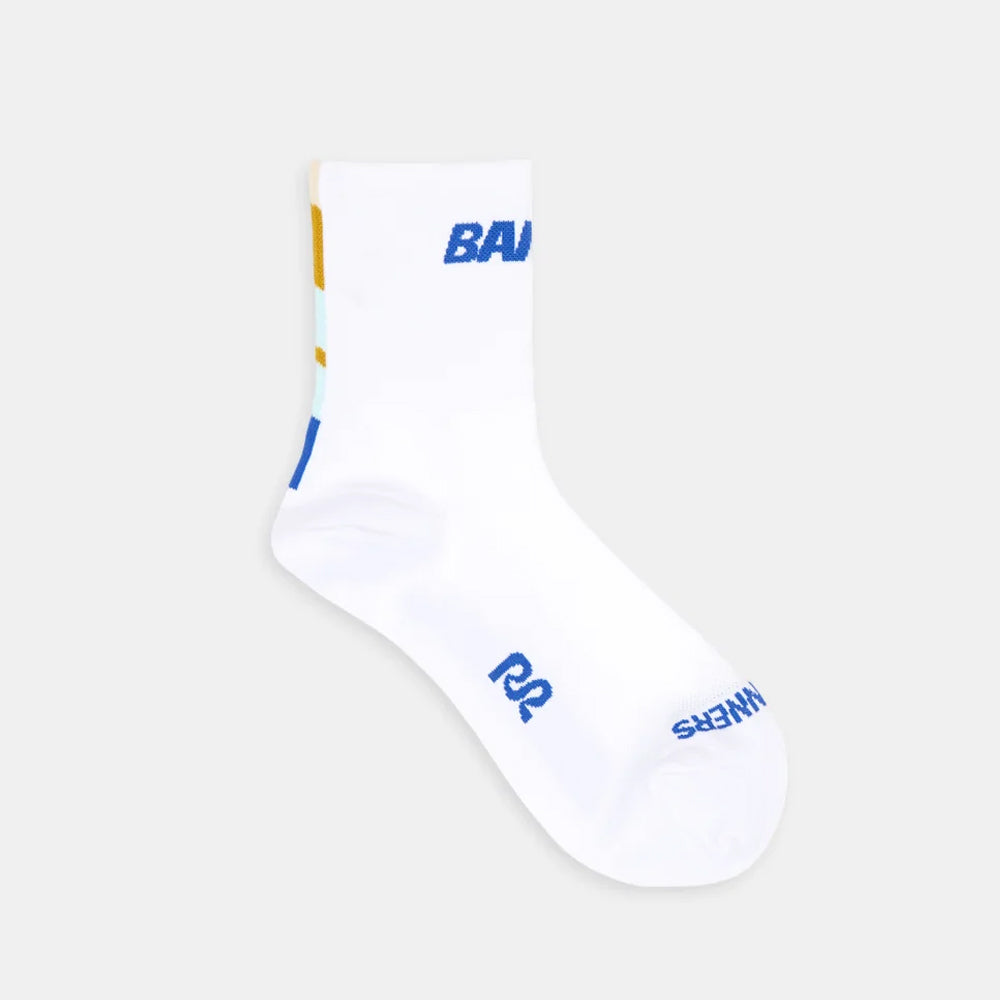 Bandit Running Lite Run Socks - White/Deep Peri Blue - 2 Pack
