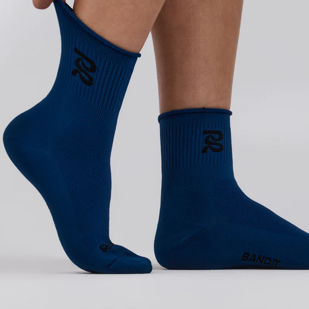 Bandit Running Lite Run™ Ribbed Quarter Socks - Aegean - 2 Pack