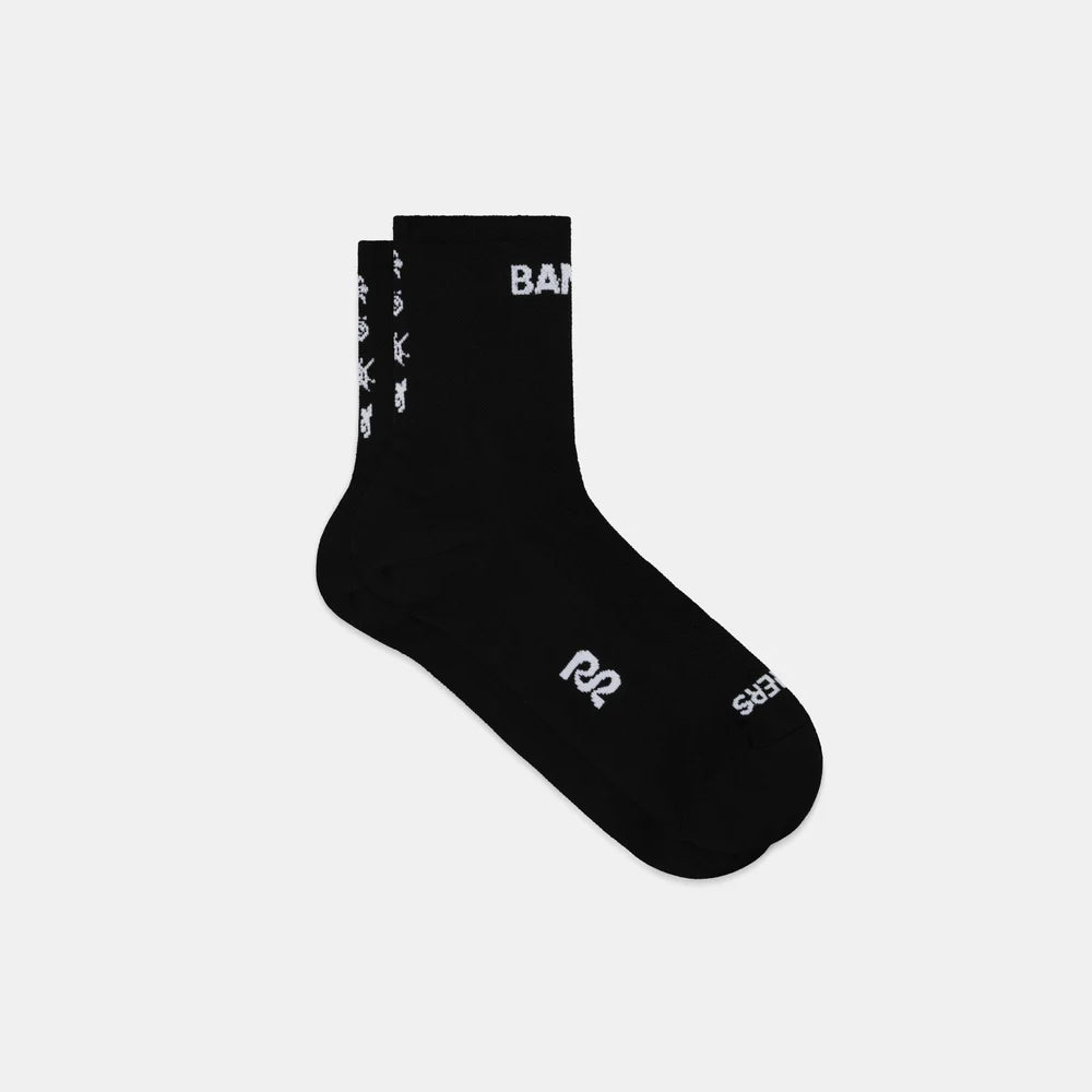 Bandit Running Lite Run™ Spring Motif Quarter Socks - Black/White - 2 Pack