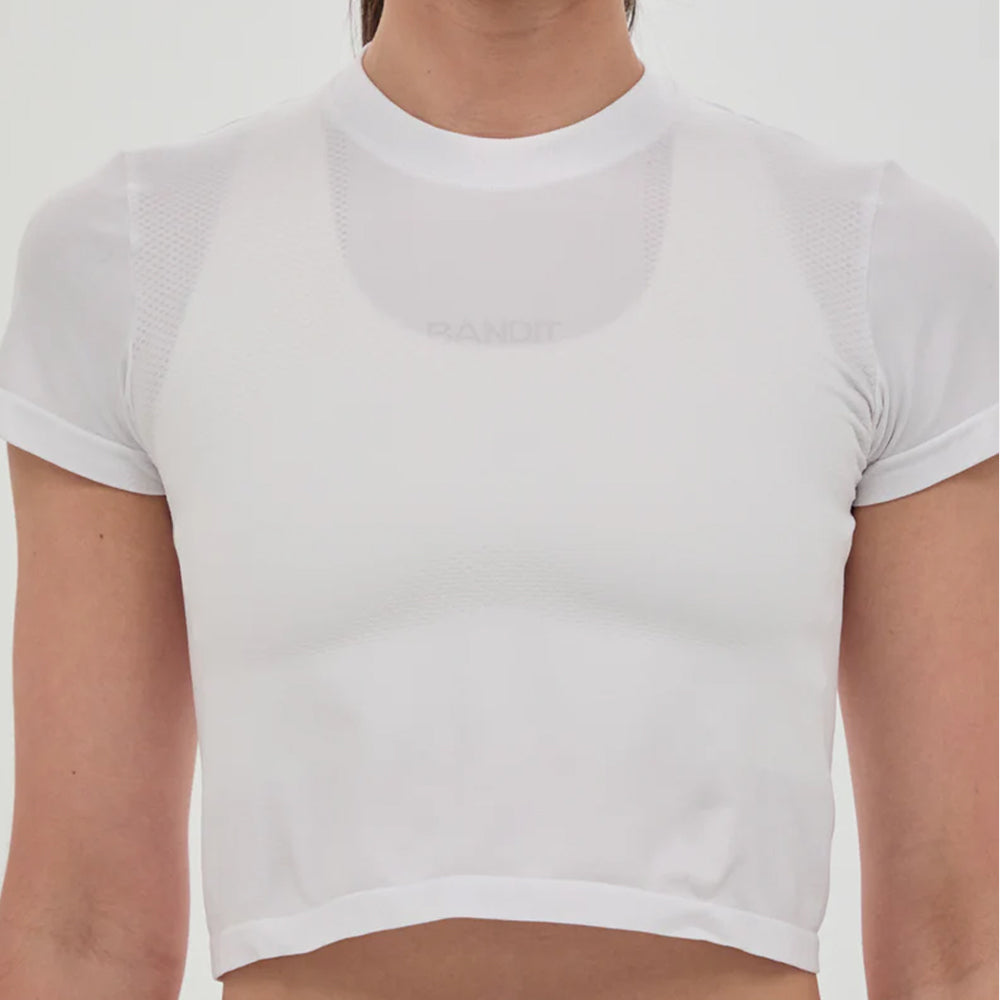 Bandit Running Mercury Seamless Womens Crop Tee - White