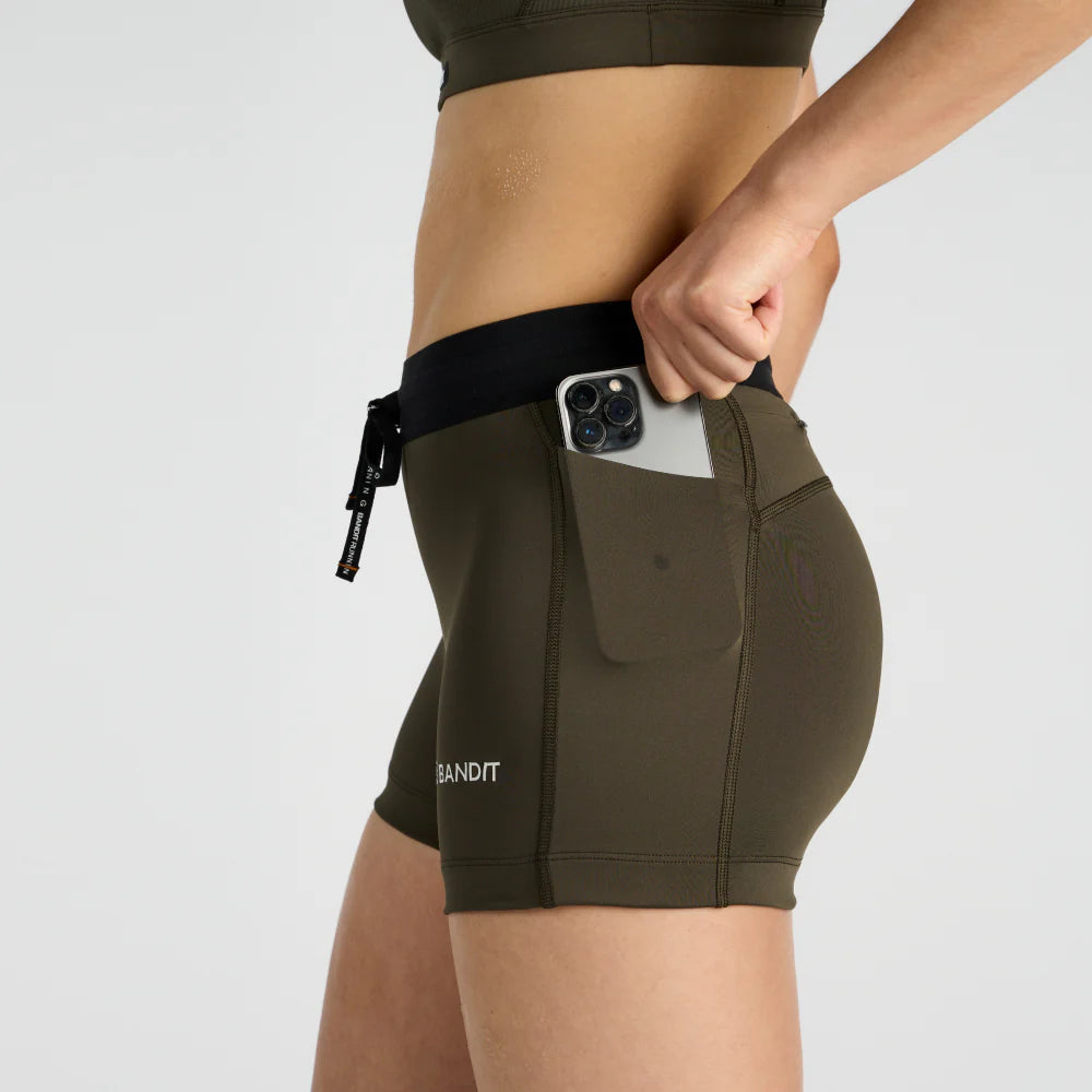 Bandit Running Stamina 3&quot; Women&#39;s Compression Shorts - Olive