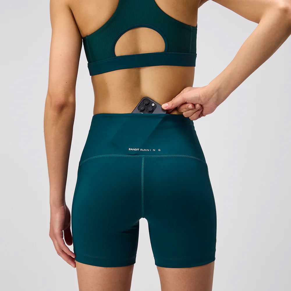 Bandit Running Stamina High Waist 5&quot; Women&#39;s Compression Shorts - Pine