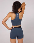 Bandit Running Stamina Scoop Neck Race Crop - Storm Grey