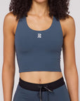 Bandit Running Stamina Scoop Neck Race Crop - Storm Grey