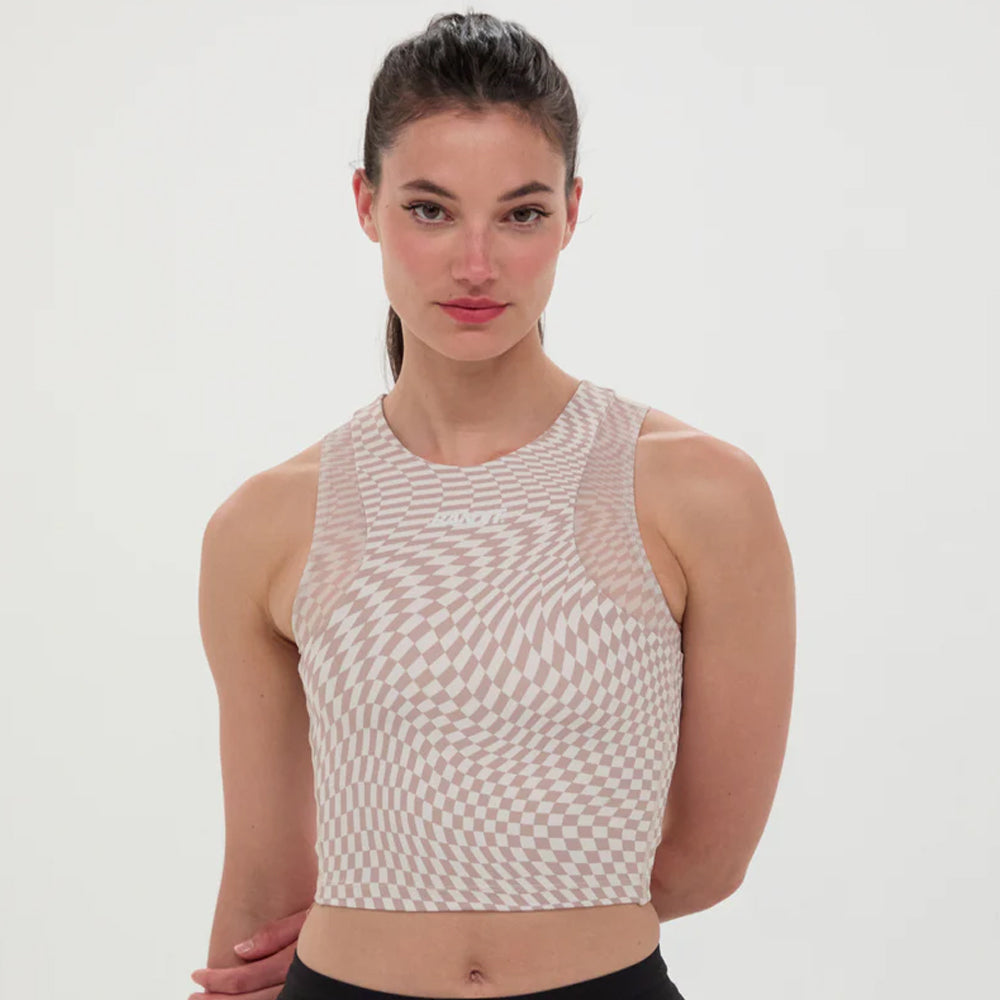 Bandit Running Stamina™ Lyra Race Crop - Chalk/Cocoa