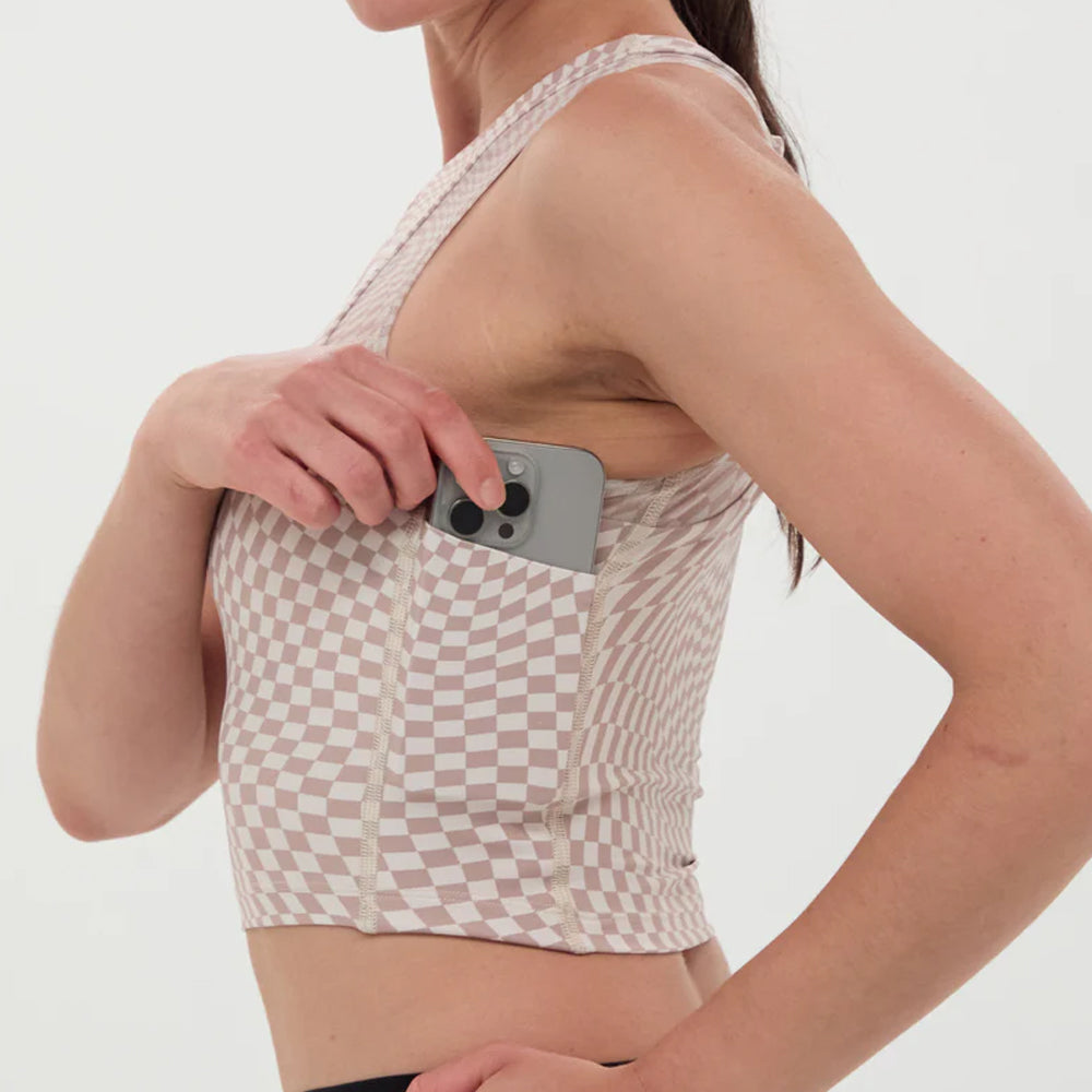 Bandit Running Stamina™ Lyra Race Crop - Chalk/Cocoa