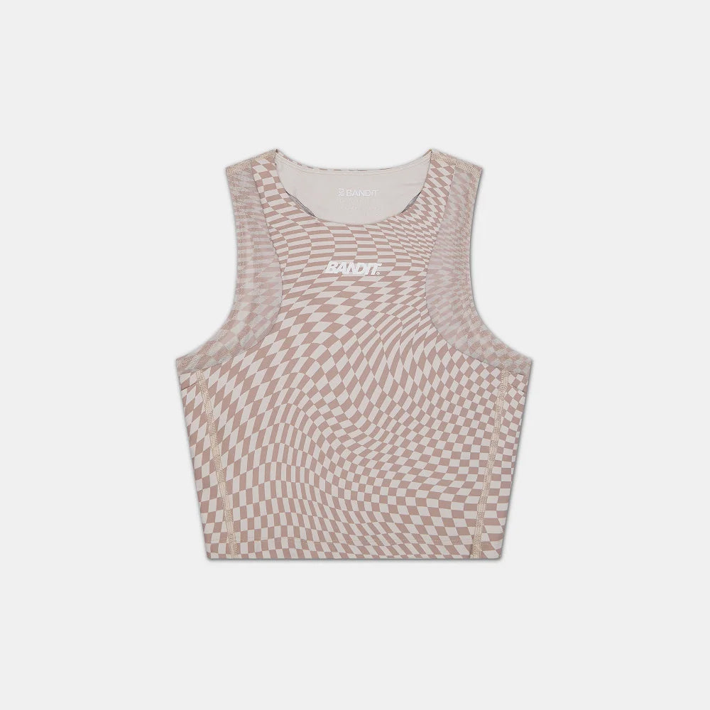 Bandit Running Stamina™ Lyra Race Crop - Chalk/Cocoa