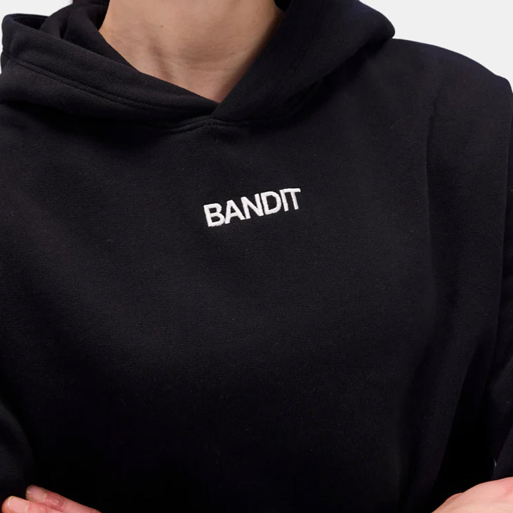 Bandit Running Stitch Logo Womens Cropped Hoodie - Black