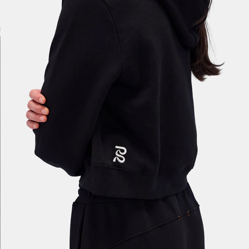 Bandit Running Stitch Logo Womens Cropped Hoodie - Black