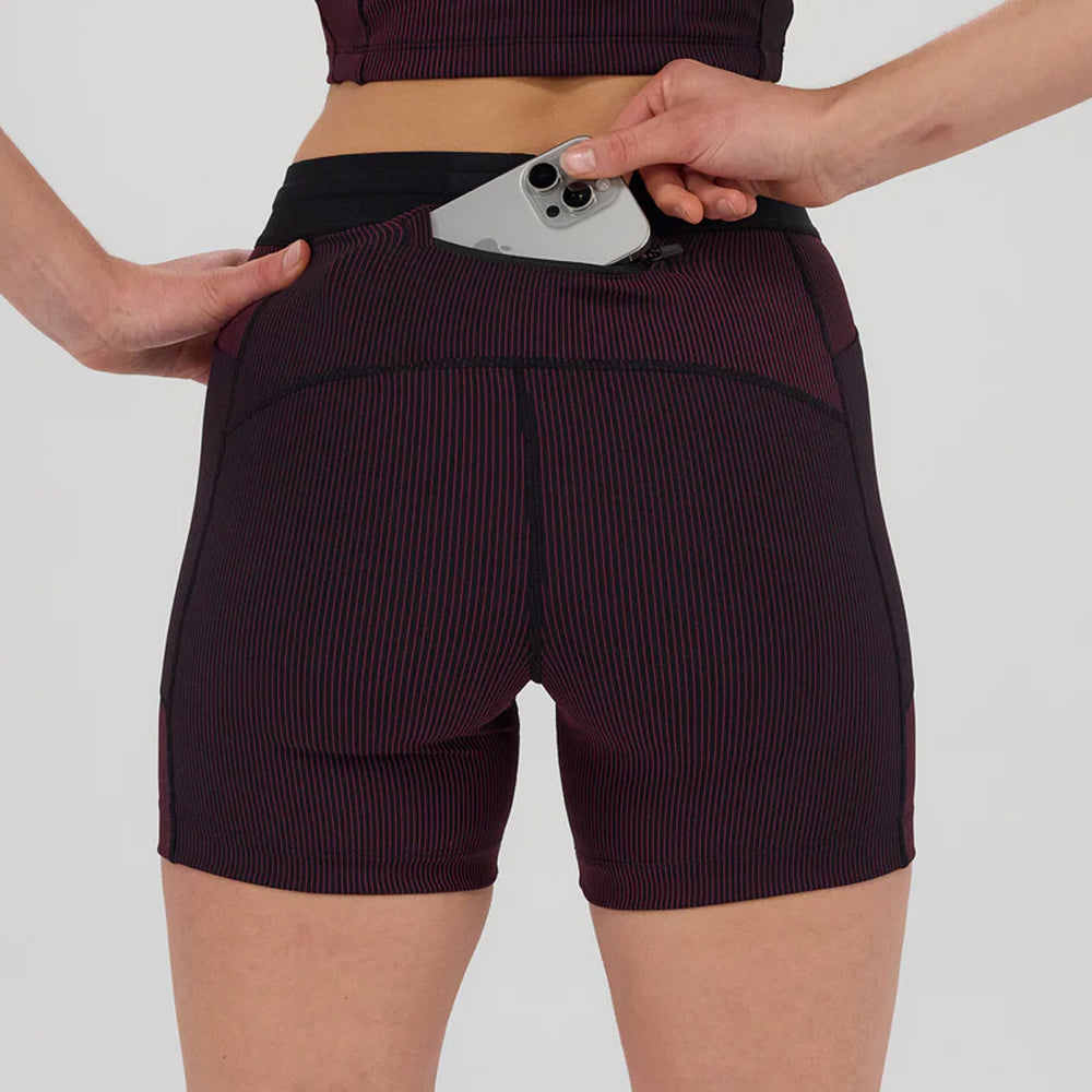 Bandit Running Striped Cadence 5" Compression - Black/Fig