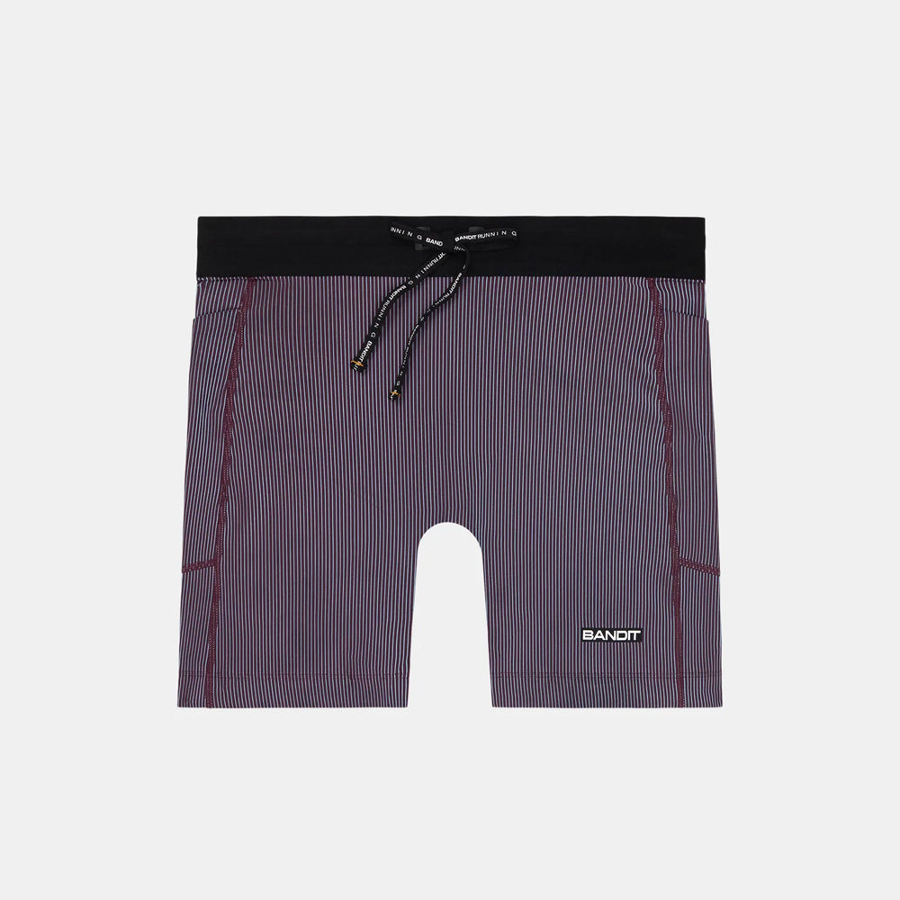 Bandit Running Striped Cadence 5" Compression - Fig/Vintage Blue