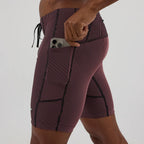 Bandit Running Striped Cadence 7 Pocket Half Tights - Black/Mauve