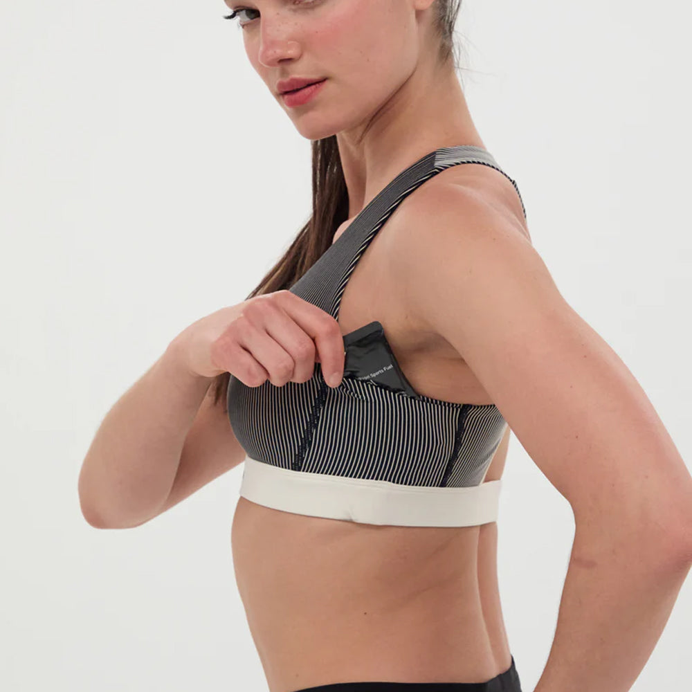 Bandit Running Striped Cadence Run Bra - Black/Chalk