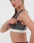 Bandit Running Striped Cadence Run Bra - Black/Chalk