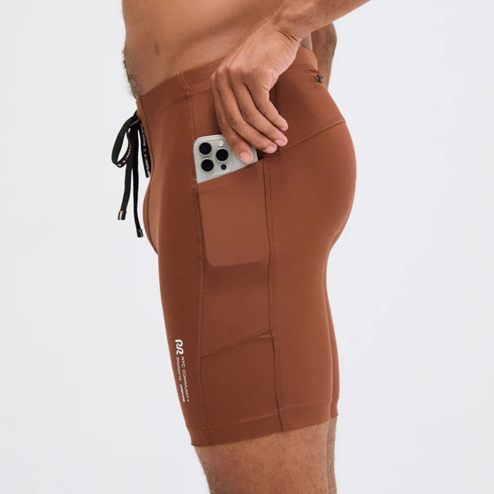 Bandit Running Superbeam 7 Pocket Half Tights - Coffee Bean