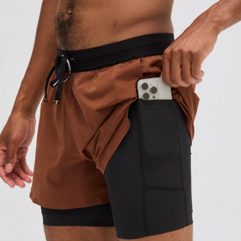 Bandit Running Vento 2-in-1 Run Short - Coffee Bean