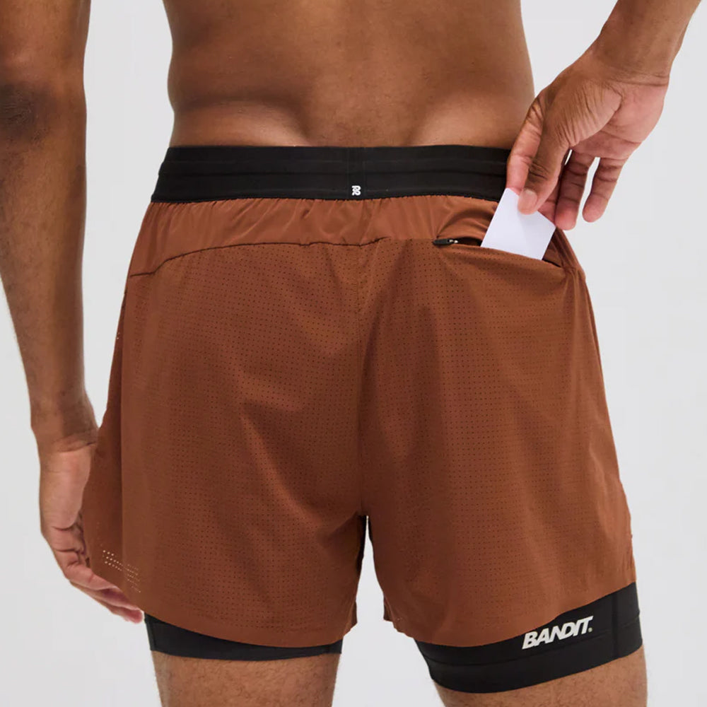 Bandit Running Vento 2-in-1 Run Short - Coffee Bean