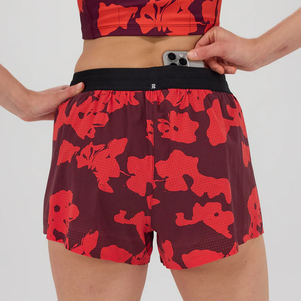 Bandit Running Vento 3" Womens Split Short - Fleura Fig/Intense Red