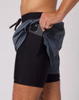 Bandit Running Vento 4" 2-in-1 Short - Storm Grey/Black