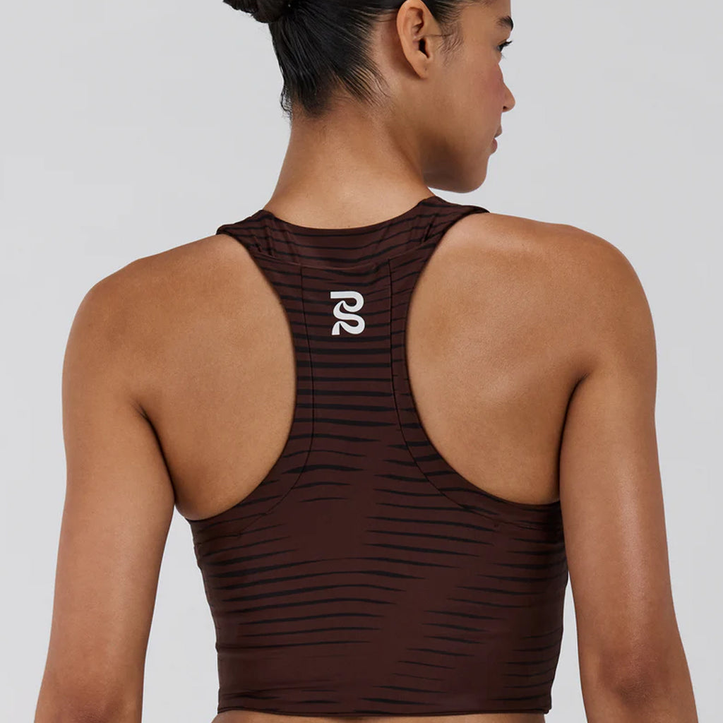 Bandit Running Women's Stamina™ Race Crop - Organic Stripe Cacao