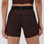 Bandit Running Women's Striped Cadence™ 5" Compression Shorts - Cacao/Black