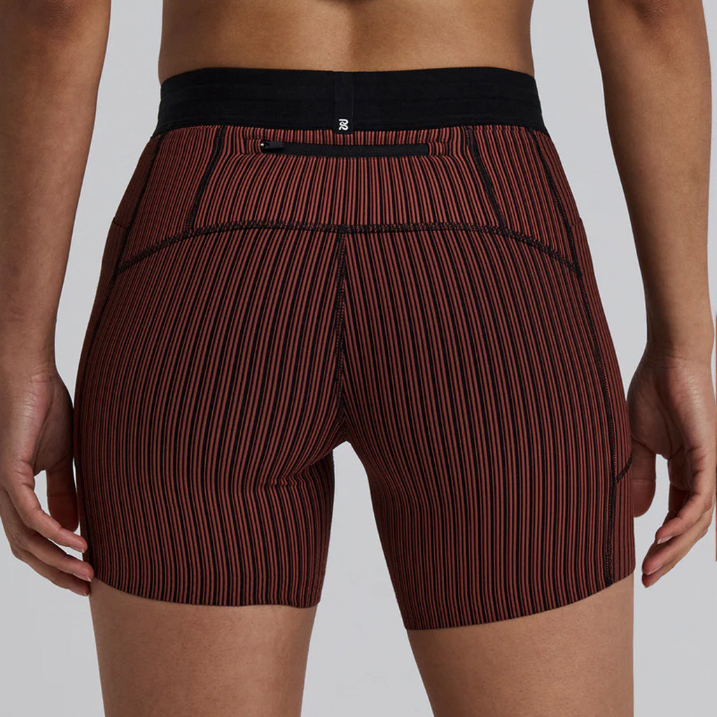 Bandit Running Women's Striped Cadence™ 5" Compression Shorts - Mahogany/Black