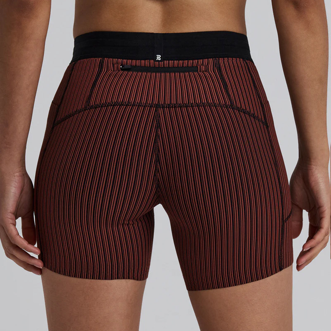 Bandit Running Women's Striped Cadence™ 5" Compression Shorts - Mahogany/Black