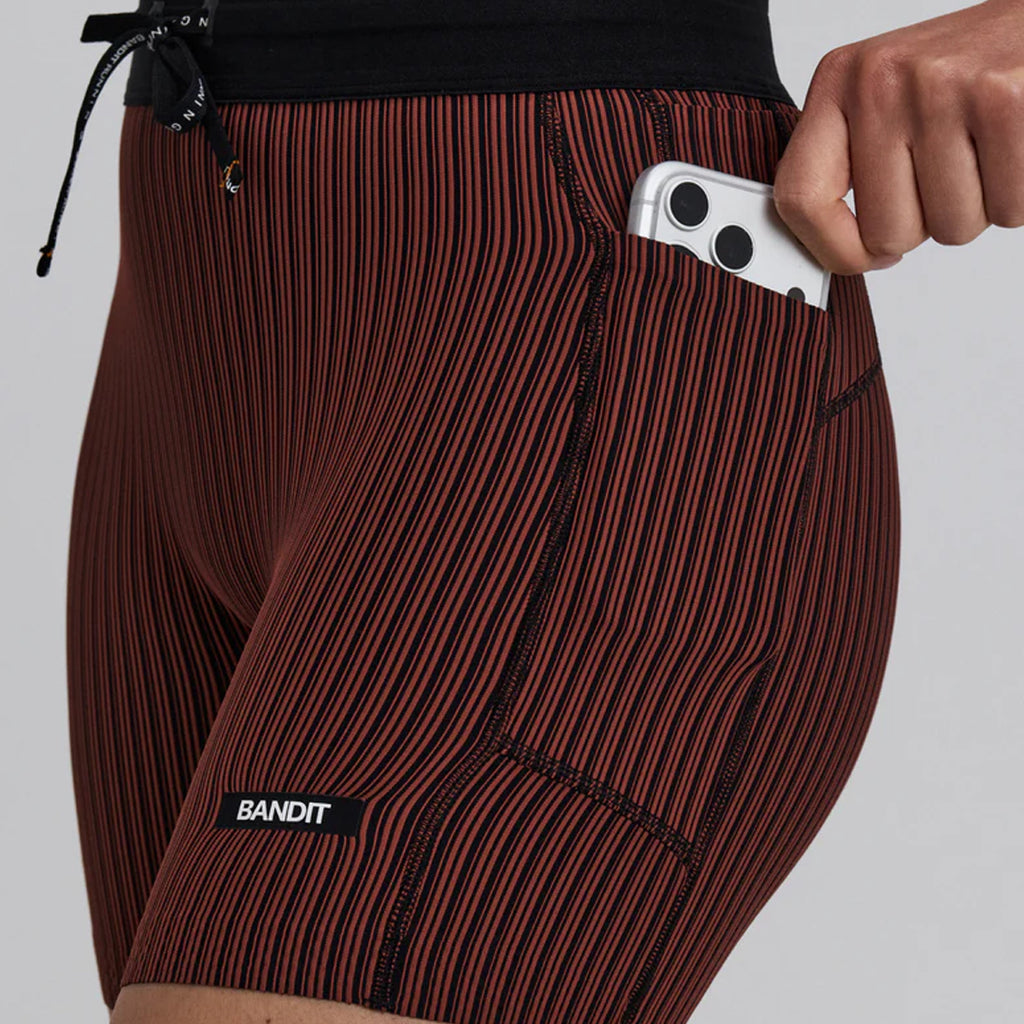 Bandit Running Women's Striped Cadence™ 5" Compression Shorts - Mahogany/Black