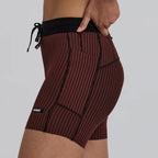 Bandit Running Women's Striped Cadence™ 5" Compression Shorts - Mahogany/Black
