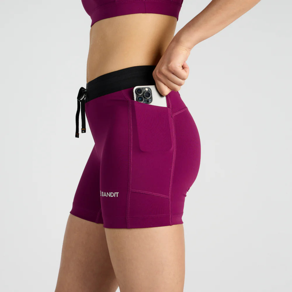 Bandit Running Stamina 5&quot; Women&#39;s Compression Shorts - Deep Plum