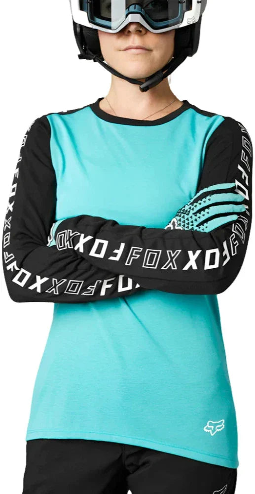 Fox WOMENS RANGER DR LS JERSEY - Teal Front Facing Model