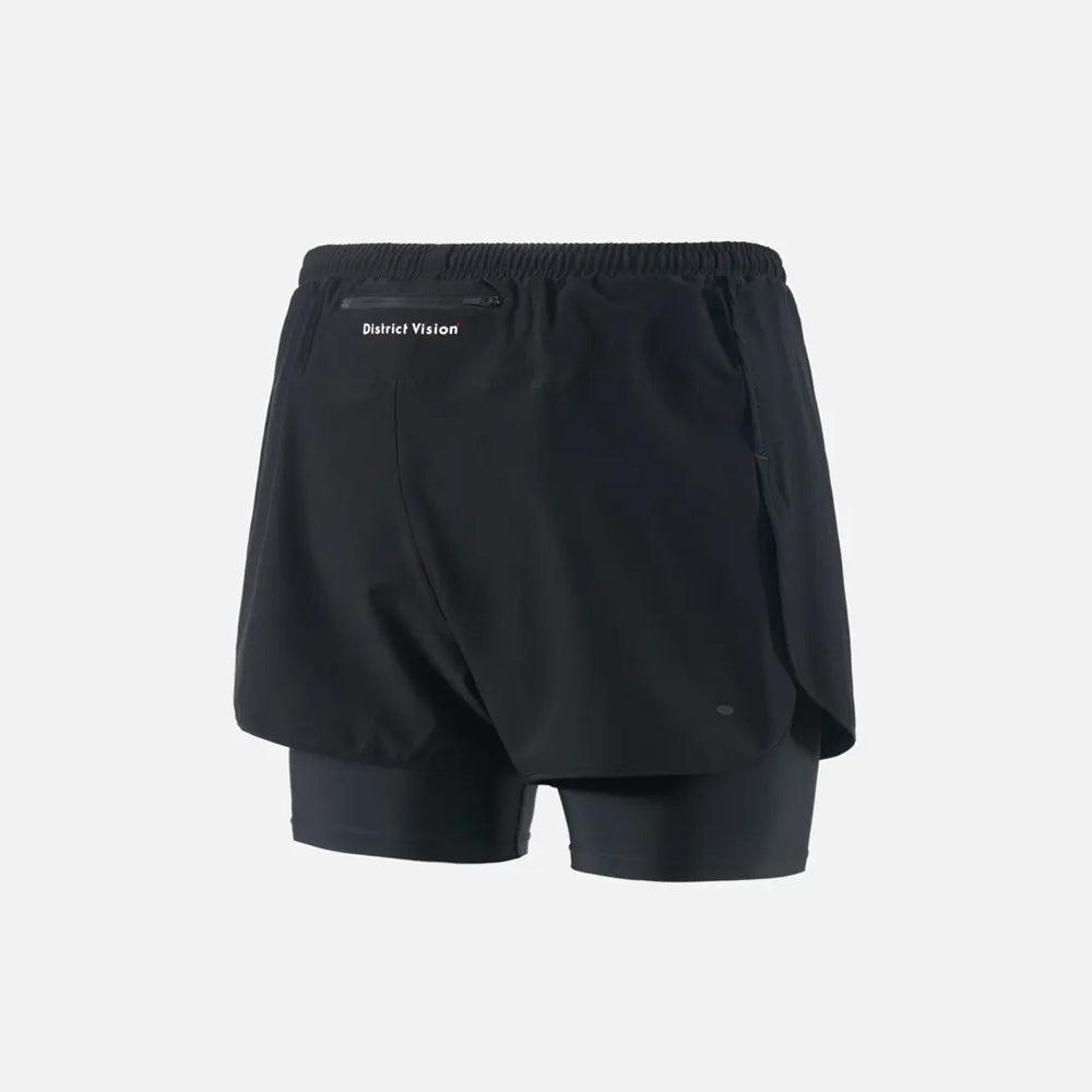 District Vision Womens Layered Trail Shorts - Black