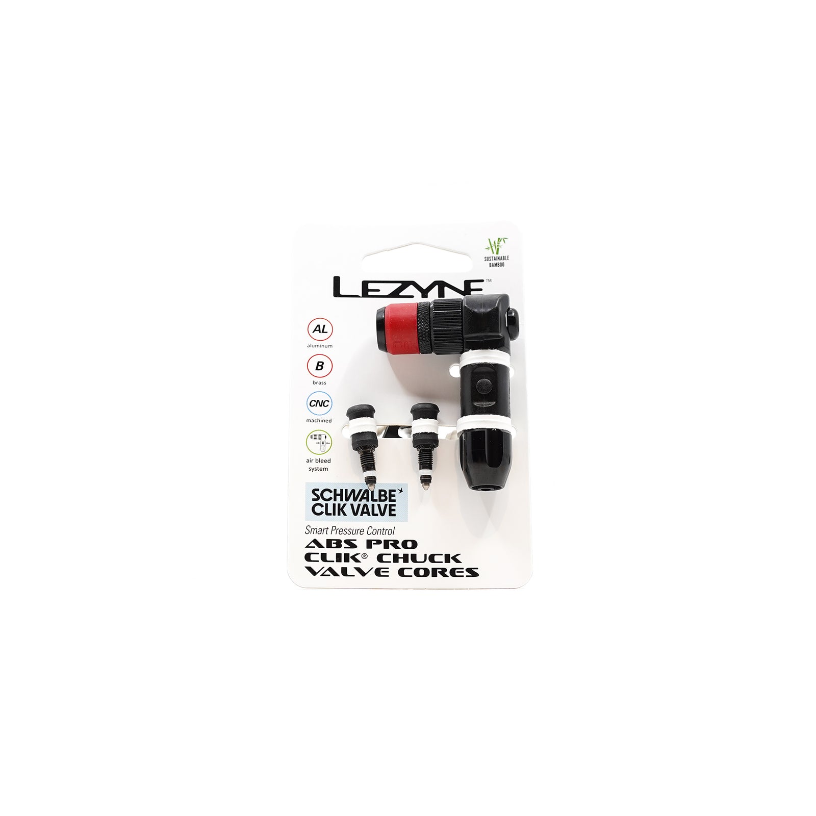 Lezyne ABS Pro Clik Valve Chuck + 2x Clik Valve Cores
