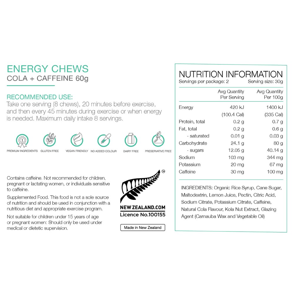PURE Energy Chews Cola+Caffeine CCACHE