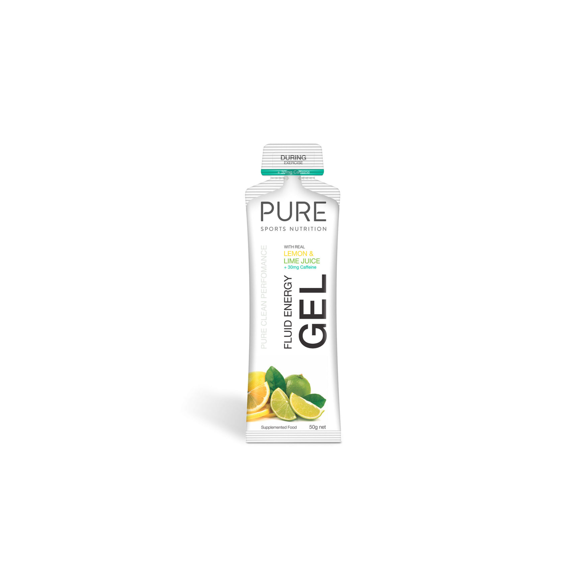 PURE 运动营养液体能量凝胶 50 克 - 柠檬青柠味含咖啡因（单份） 
