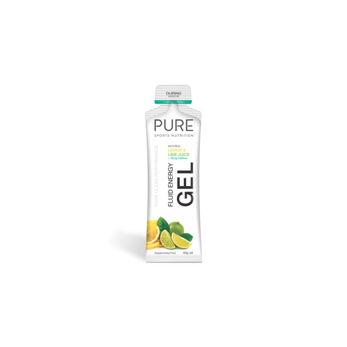 PURE Sports Nutrition Fluid Energy Gel 50g - Lemon Lime w/Caffeine (Single Serving)