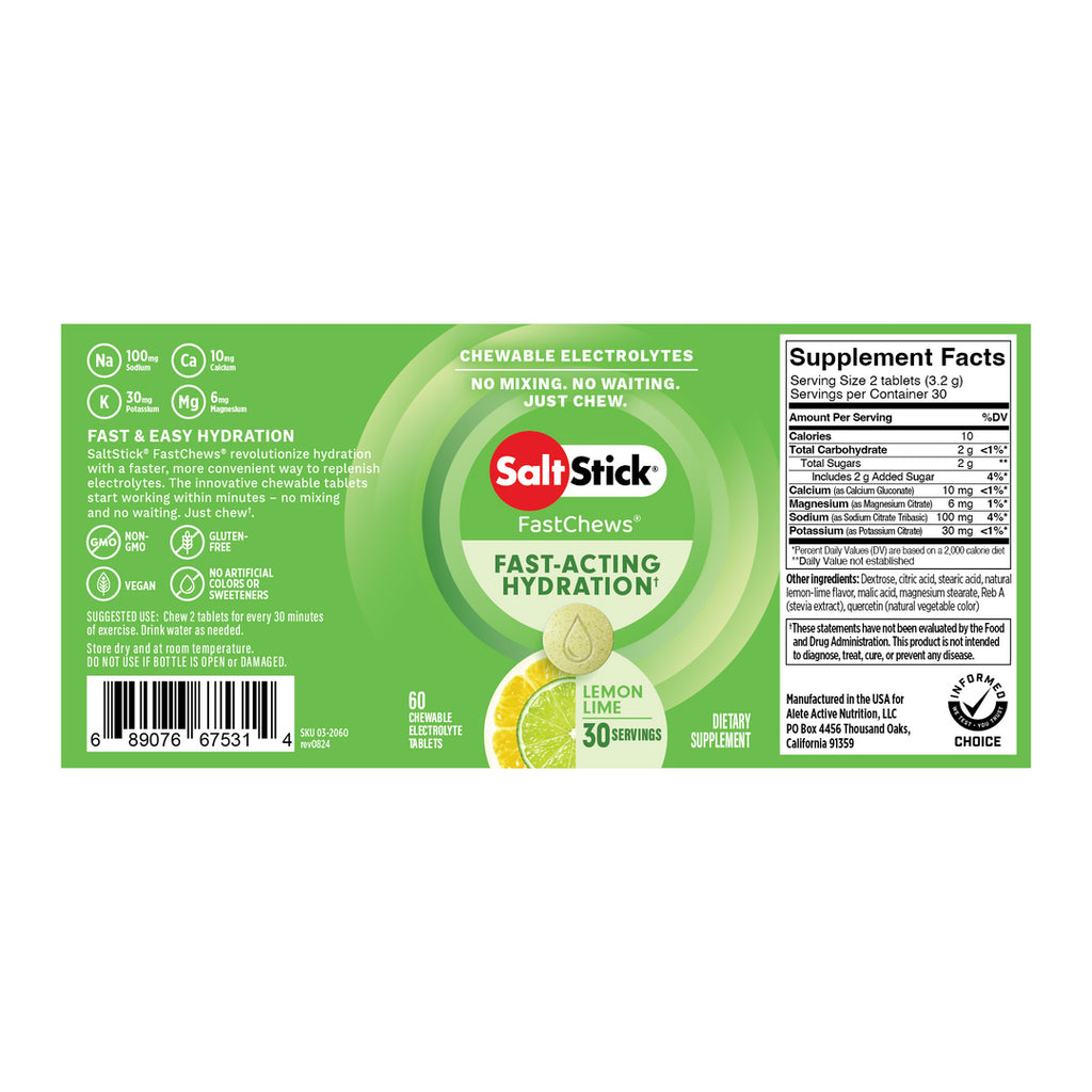 SaltStick Fastchews Bottle of 60ct - Lemon-Lime